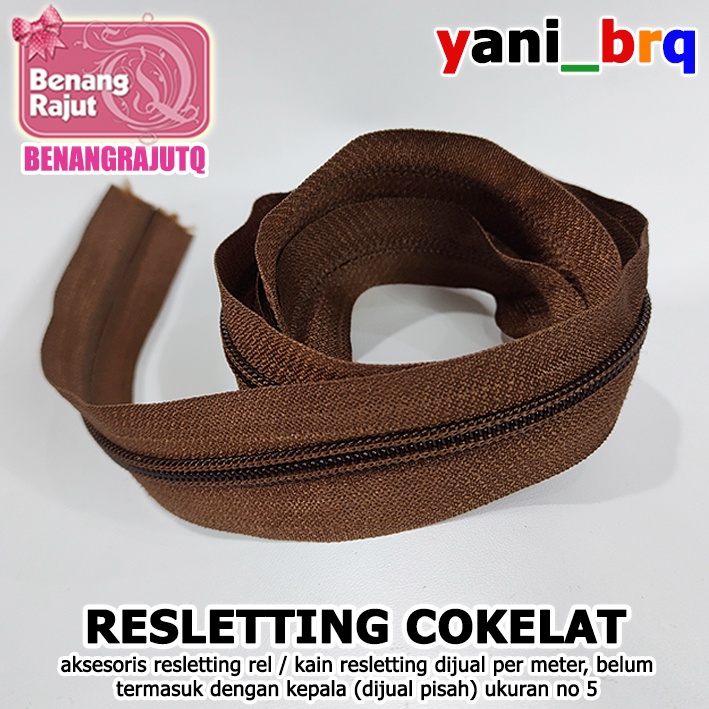 1 MAINAN + DAUN RESLETTING - WARNA  COKELAT TAS DOMPET 1 METER BENANG RAJUT Q