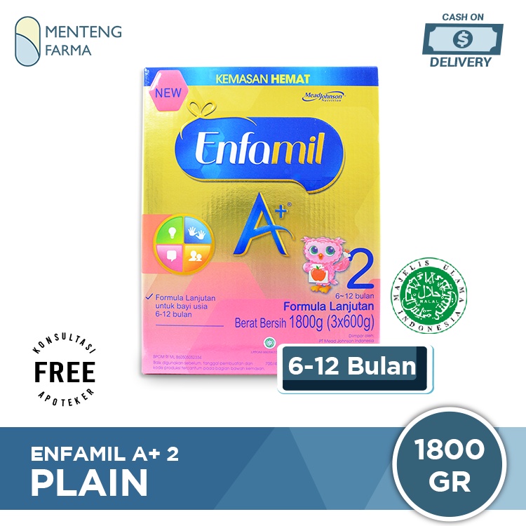 Enfamil A+ Tahap 2 Susu Formula Bayi Plain 1800 gr