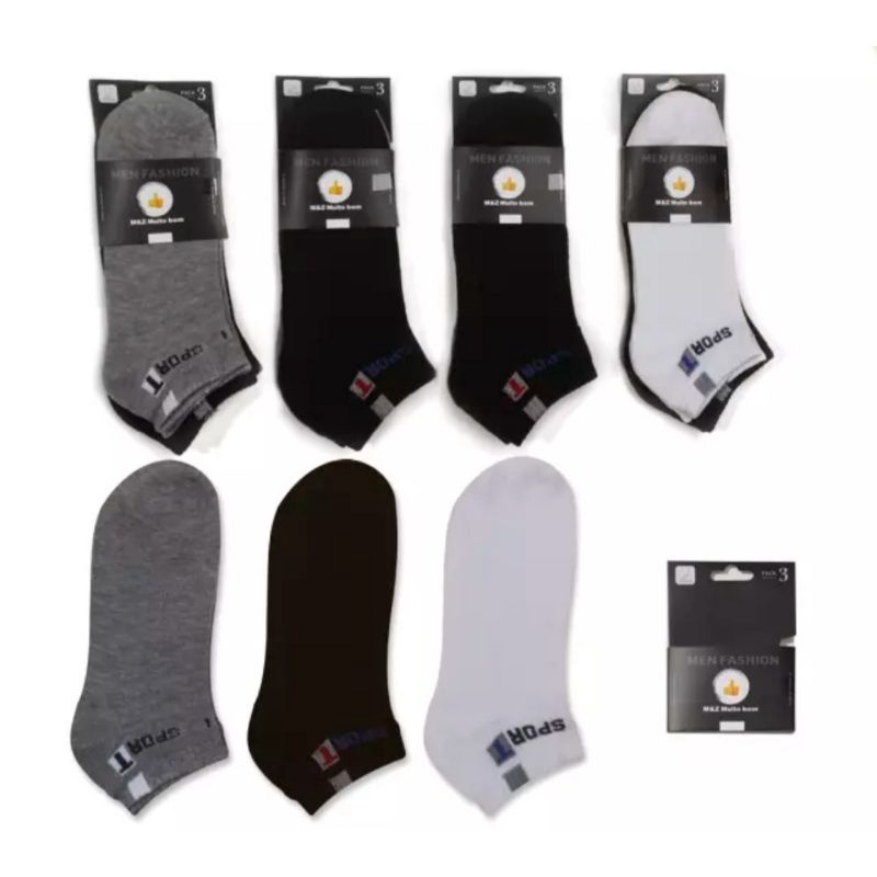 3 pasang kaos kaki olahraga pendek motif sematakaki sport socks import