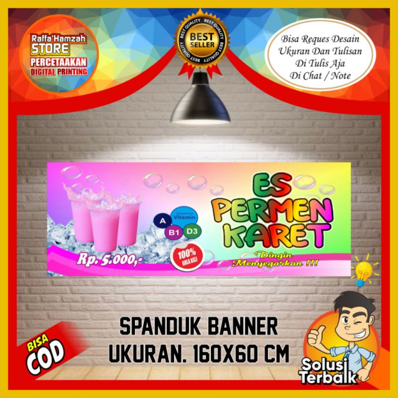 Spanduk Banner Minuman Es permen Spanduk Minuman Es permen Sepanduk Es permen karet Size 160x60 Cm