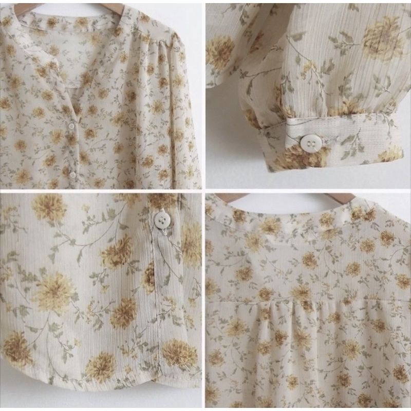 blouse motif bunga Korean style