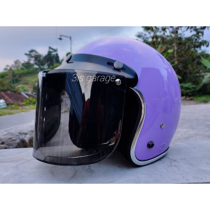 HELM BOGO DEWASA HELEM BOGO CLASSIC HELM BOGO RETRO PRIA WANITA KACA DATAR SNI