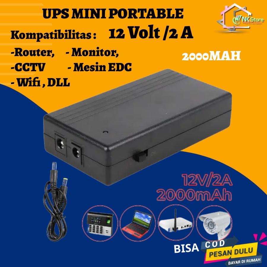 Smart Portable UPS mini 12V/2A Dan 5V/2A 2000mAh Untuk Router, CCTV, monitor, mesin EDC DLL