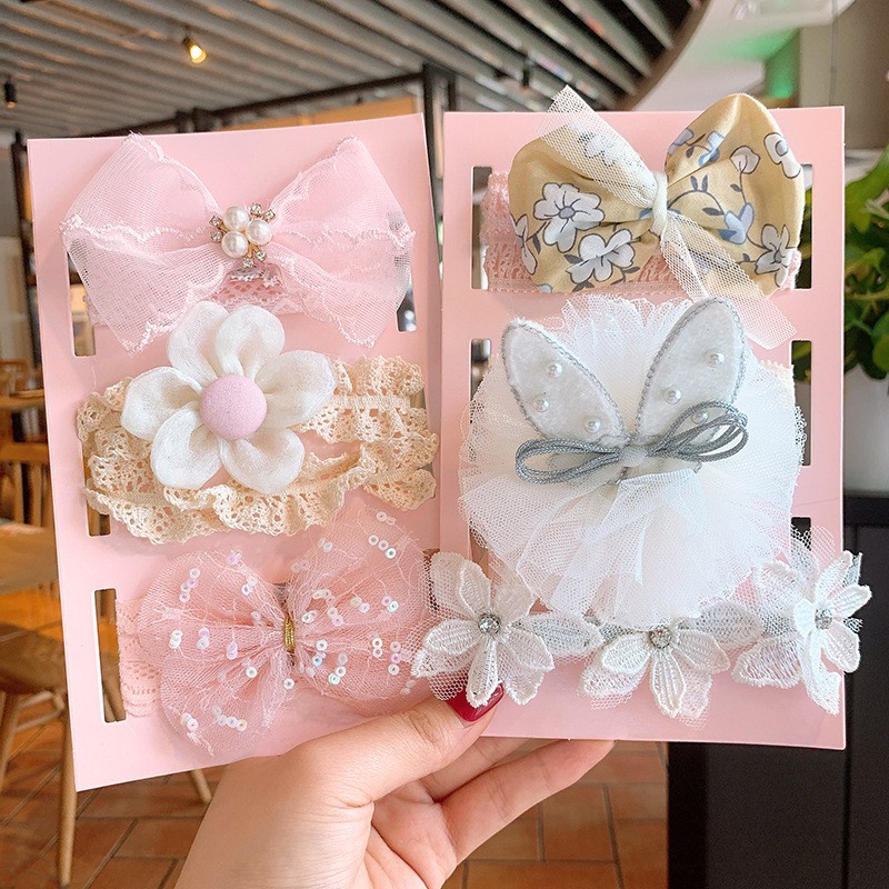 (set 3pcs) pita bandana ikat rambut scrunchie lace flower karet rambut anak bayi catalog JYRF FB