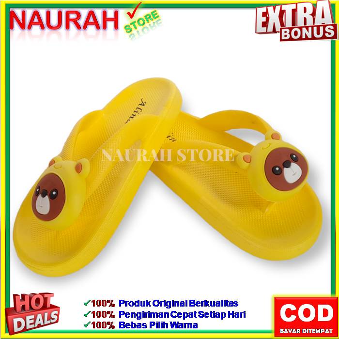 SANDAL JEPIT ANAK ALINA 208 A1 SENDAL JEPIT ANAK KARAKTER BEAR  100% ORIGINAL KUALITAS IMPORT JELLY RUBBER ANTI SLIP NYAMAN EMPUK