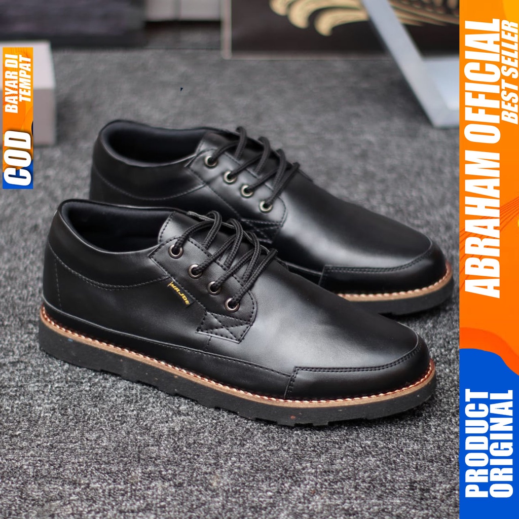 ABRAHAM TARANT Sepatu Formal Casual Pantofel Kerja Pria Hitam-Coklat