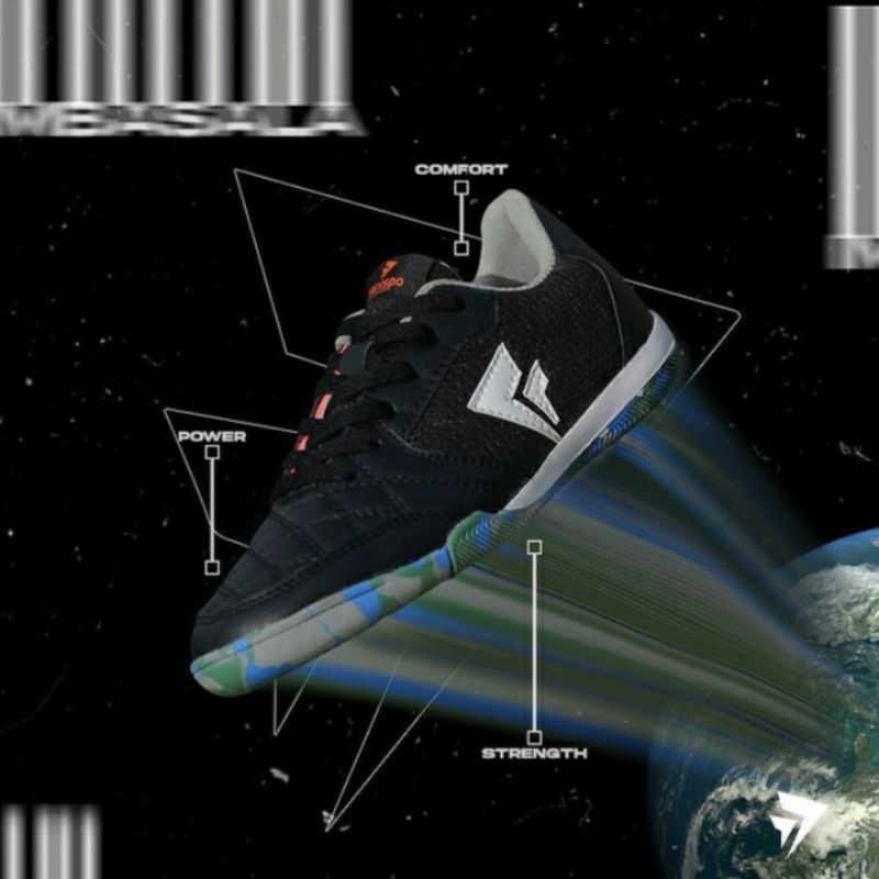 SEPATU FUTSAL SEVSPO IMBASALA BLACK BLUE CAMO