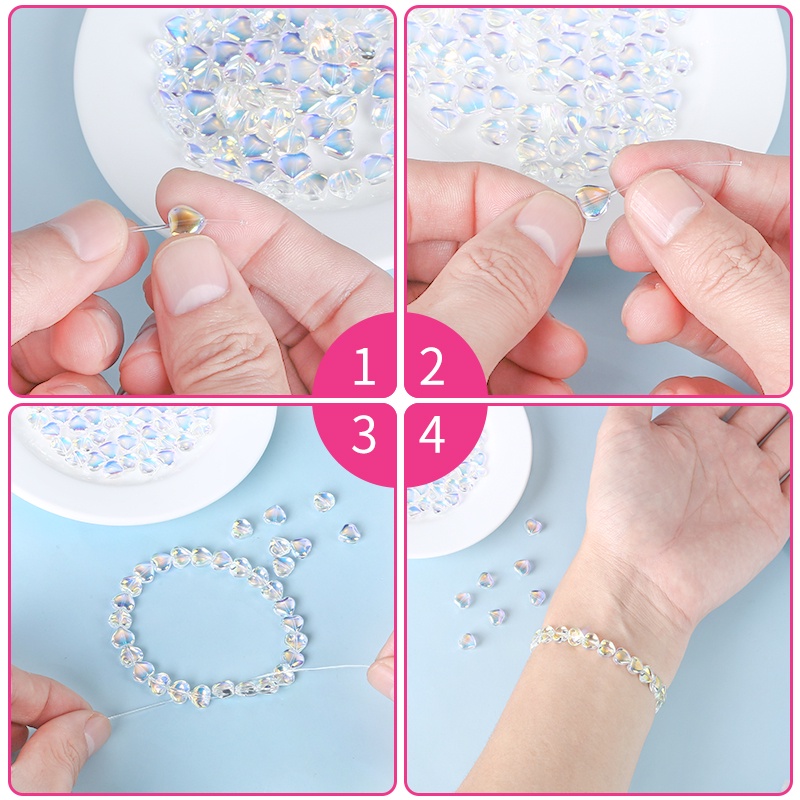 50 Pcs Liontin Manik-Manik Kristal Berlian Imitasi Bentuk Bintang Hati Untuk Membuat Anting DIY