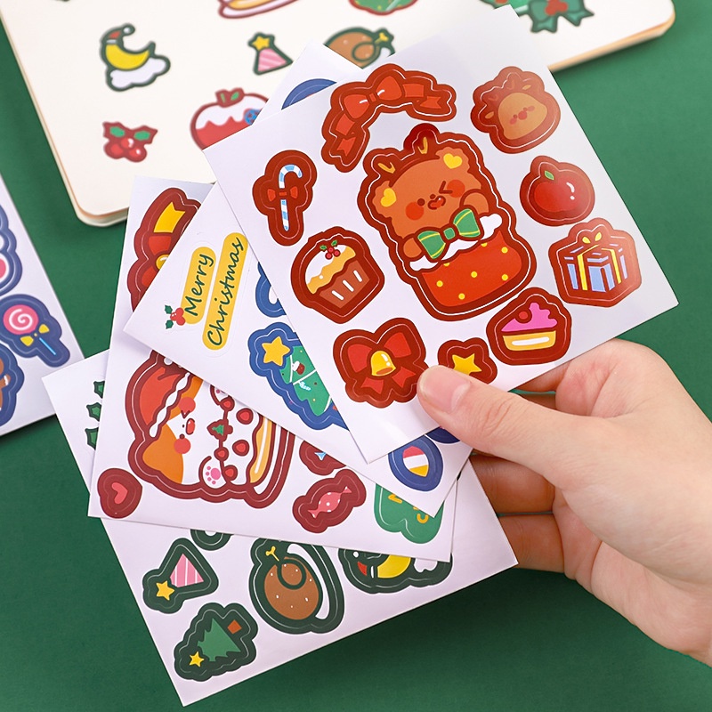 Stiker Motif Santa Claus / Snowman / Pohon Natal / Tahun Baru Untuk Dekorasi Notebook / Planner