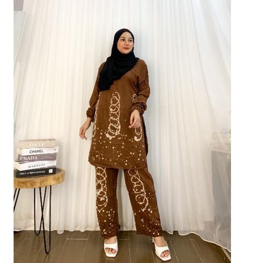 Terlaris One Set Tunik Jumbo Ld 120 cm Rayon Super Premium | Setelan Cp Tunik Malaman Jumbo | Setela