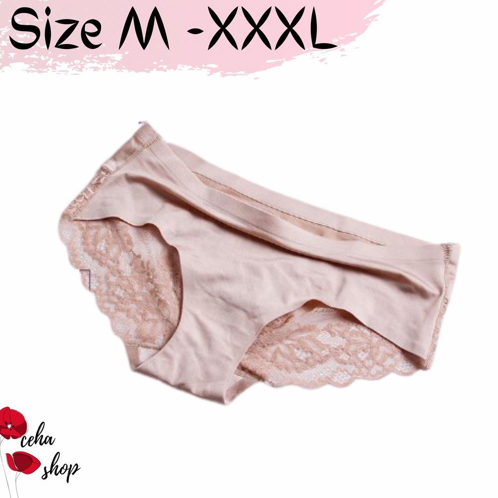 [KODE R0NMK] M - 2XL Celana Dalam Wanita Renda Cewek Brokat Jumbo Pakaian Dalam Seamless Import Sati