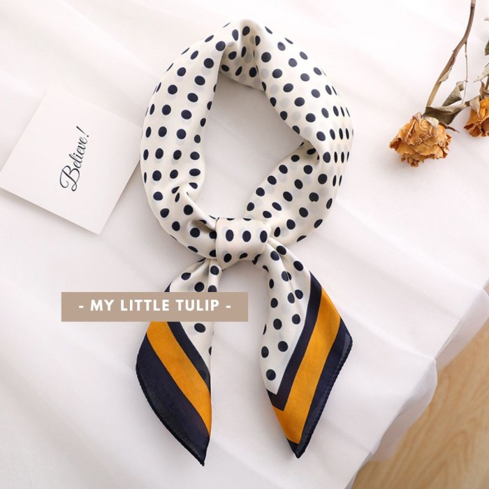 Scarf Scarf Pramugari 70X70Cm Syal Ikat Leher Polkadot / Syal Kantoran Lucu
