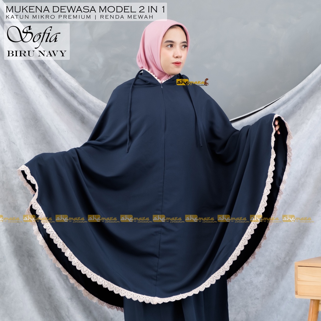 Mukena Dewasa 2in1 Renda Mewah Katun SheMara - SofiaSeries