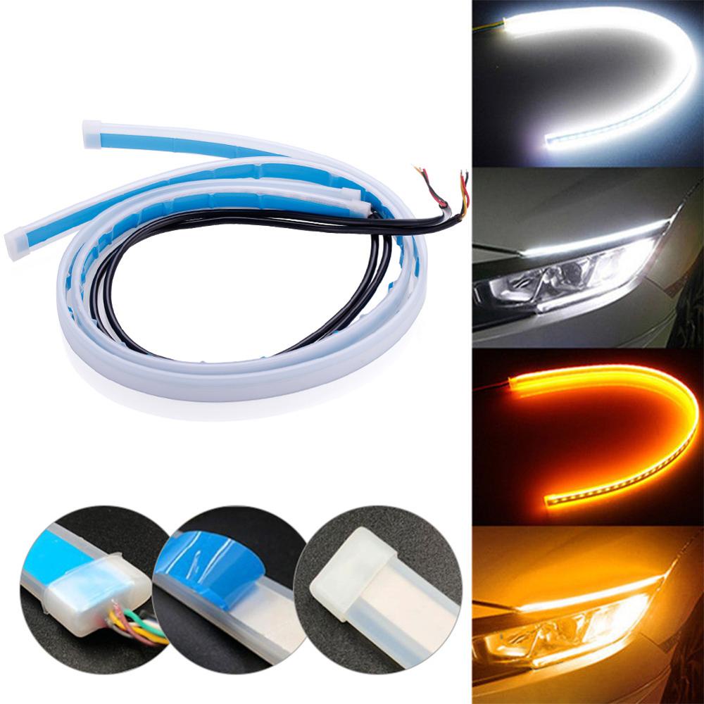 12v universal drl Lampu Motor led Siang Hari Berjalan Lampu Tahan Air sweep headlight strip Payet Sinyal Aliran Sein Kuning