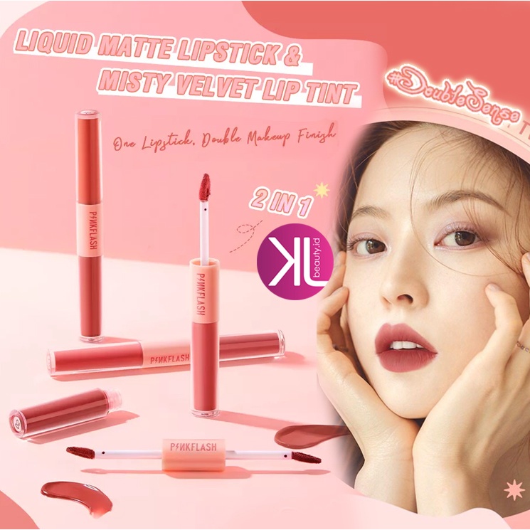 PINKFLASH L13 DoubleSense 2 IN 1 ombre lips Liquid Matte lipstik Velvet Tint Lip Cream