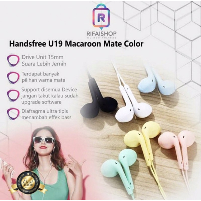 Earphone U19 Macaron Glossy Stereo