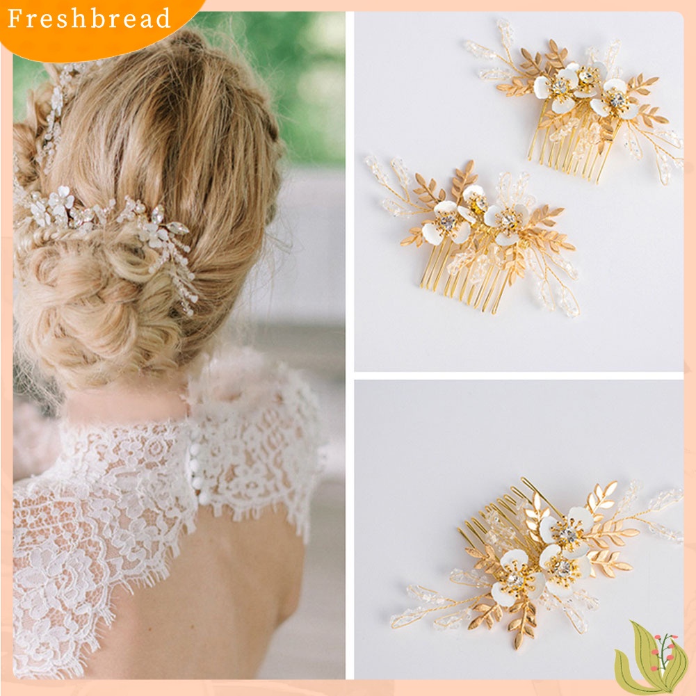 (Fresh) Sirkam Hiasan Rambut Bridal Motif Bunga / Daun Hias Berlian Imitasi Untuk Wanita / Pesta Pernikahan