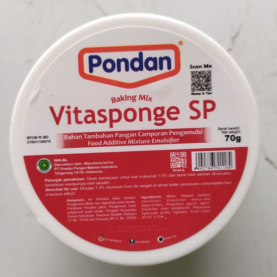 

Pondan Vitasponge SP 70gr Bahan Tambahan Pangan Campuran Pengemulsi