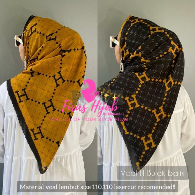 hijab segiempat VOAL  motif lasercut