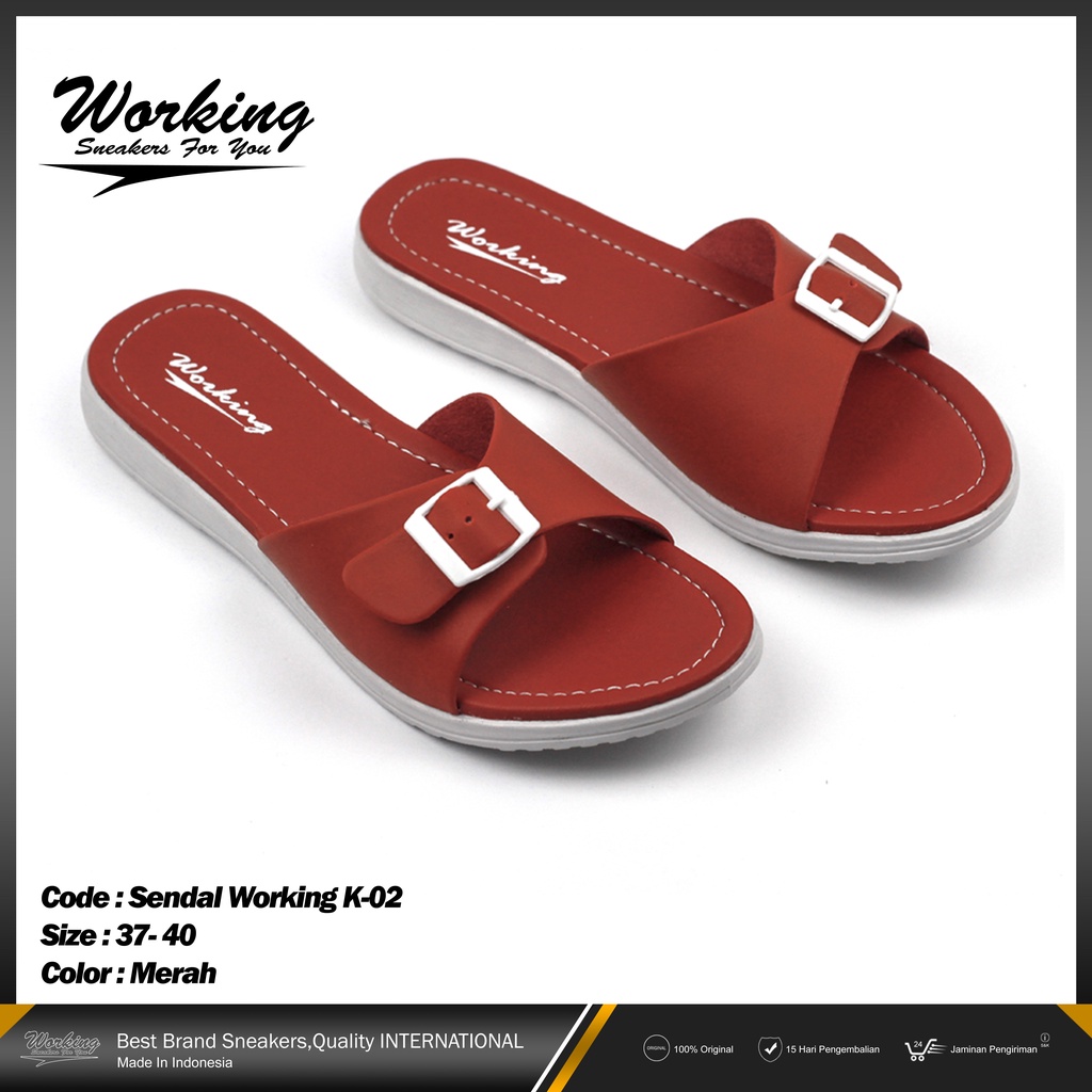 Sandal Slop Wanita Working K-02 Sendal Selop Wedges Terbaru Kekinian