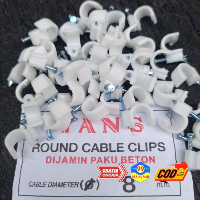 Round CABLE CLIPS - clem kabel/klem/penjepit kabel