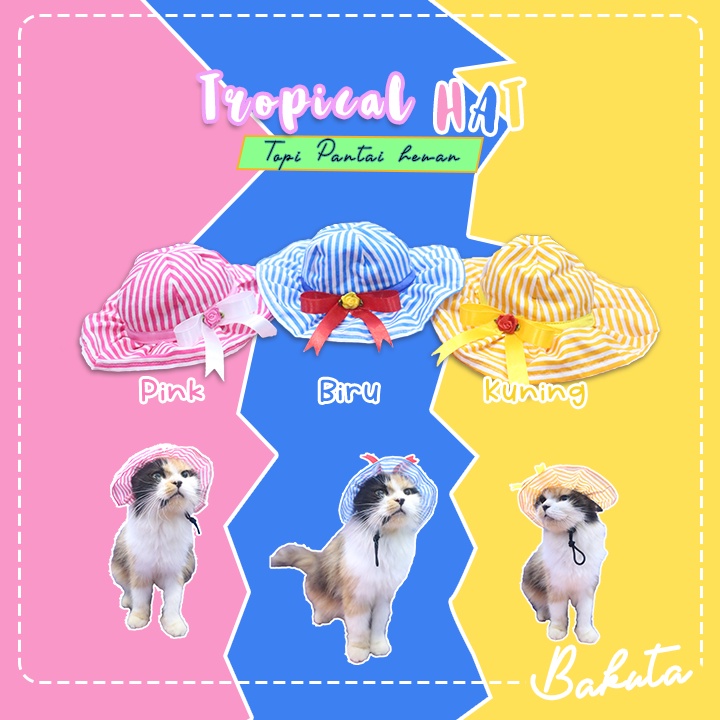 Topi Kucing dan Anjing Lucu motif Tropical Hat adult dan kitten - Baju Kucing Tangerang