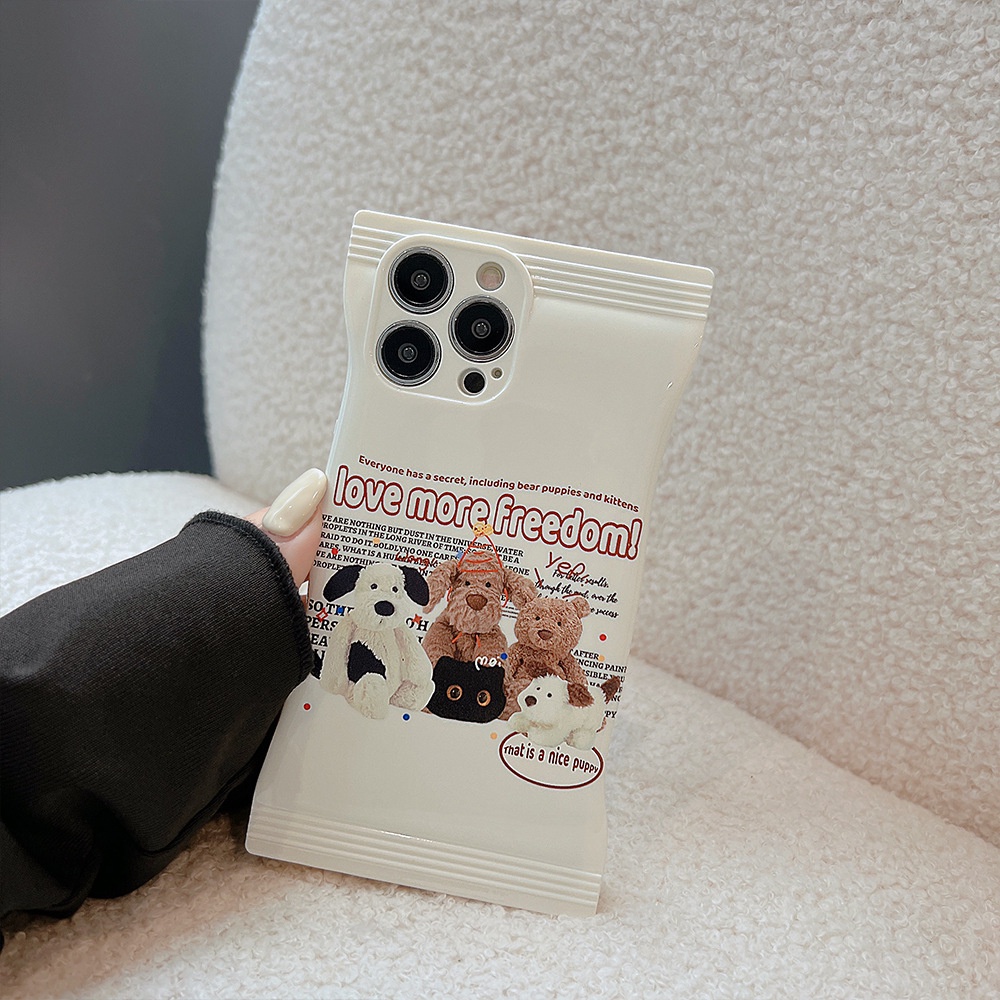 Ins Soft Case Silikon Transparan Motif Kartun Beruang / Anjing Untuk Iphone 14 11 12 13 PRO MAX