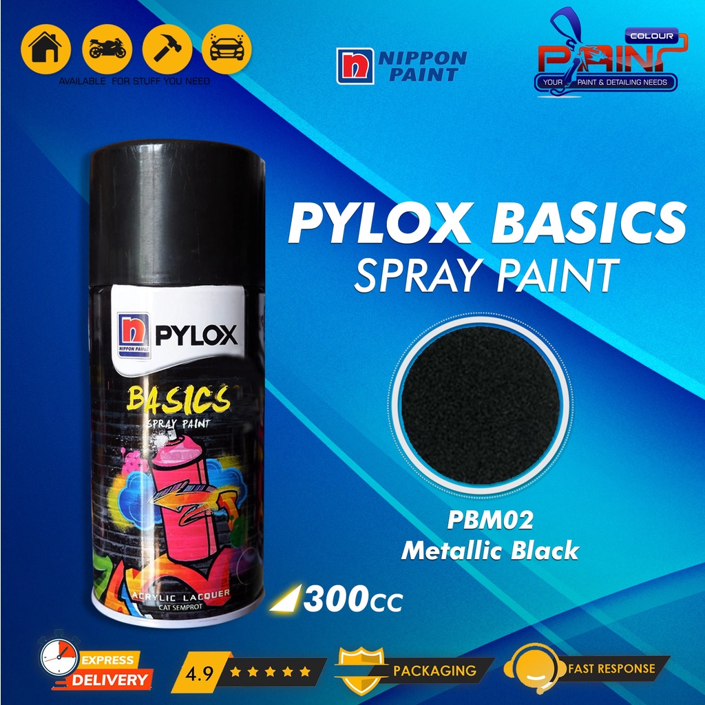 Cat Semprot Nippon Paint PYLOX BASICS 300cc - PBM02 Metallic Black