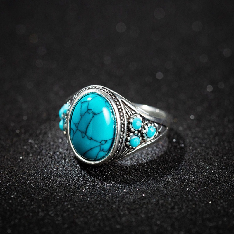 Fancyqube Cincin Pria / Wanita Bahan Sterling Silver 925 Hias Turquoise Gaya Vintage Untuk Pesta