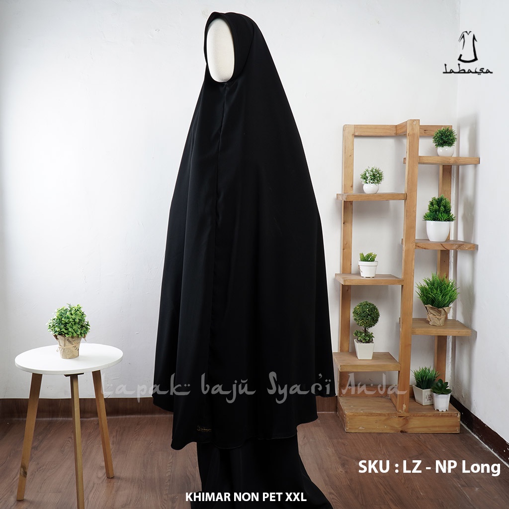 Khimar Syari Jumbo Non Pet XXL 130 x 145 Ity Crepe - Labasa Ori | Bergo Syari Jumbo