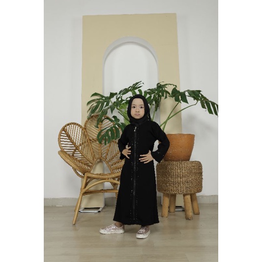 Gallery Exclusive Abaya Hitam Syari Gamis Bordir Turkey Anak Ziper Black