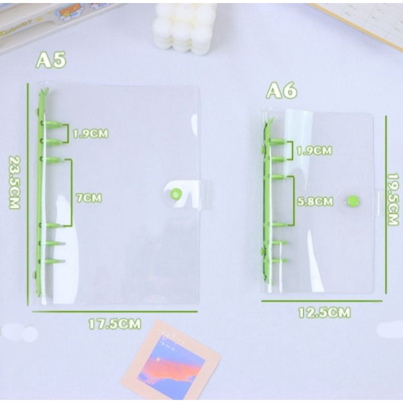 A5 A6 Binder Besi Warna Transparan 6 Ring