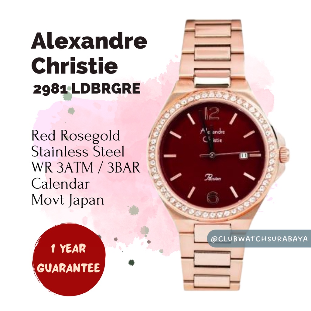 Jam Tangan Wanita Alexandre Christie ORI 2981 LDBRGRE / Alexandre Christie Jam Tangan Cewek 2981 LDB