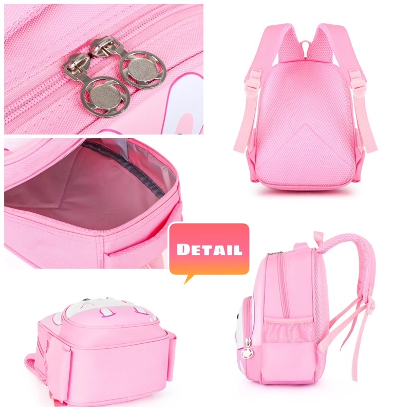 Tas Ransel Anak Sekolah PG/PAUD  lucu keren Cowok/Cewek motif timbul karakter kartun hewan 3 Dimensi Kualitas Import Premium