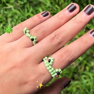 frog beads ring cincin kodok manik 1 set