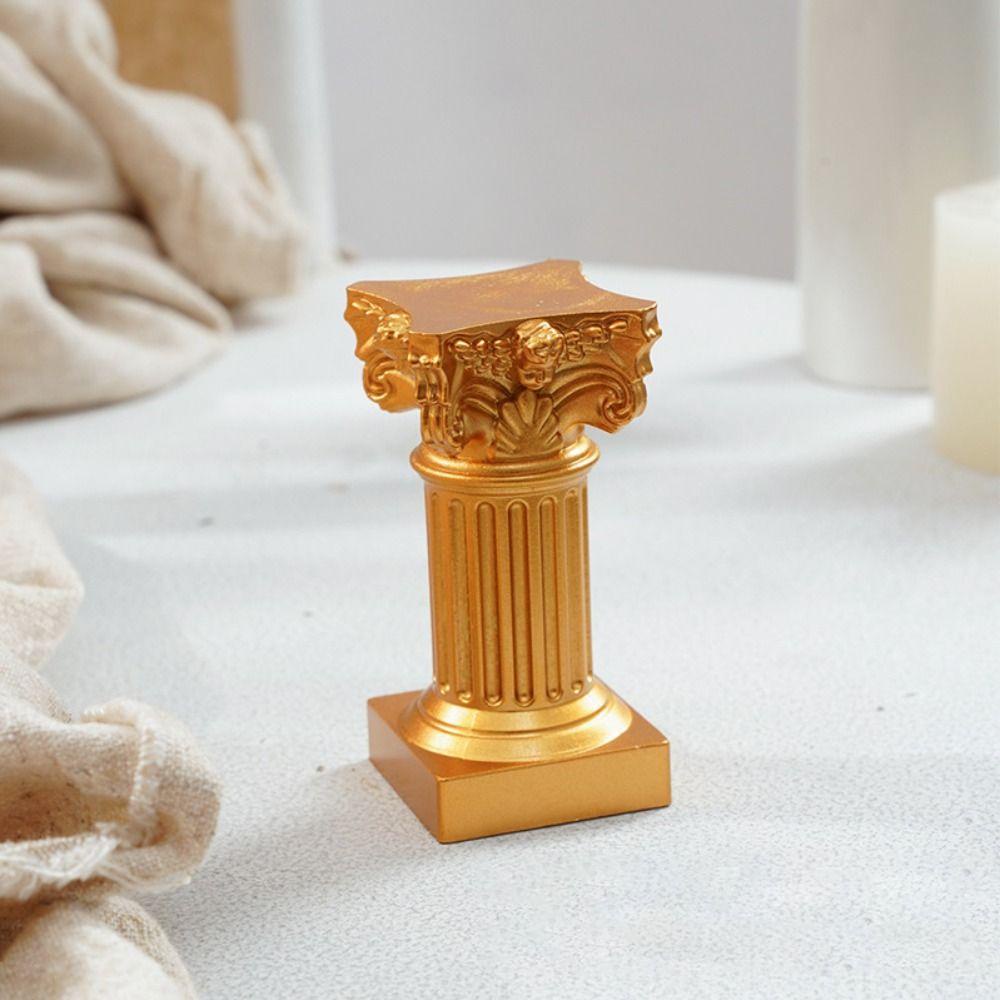 [Elegan] Kolom Romawi Bahan ABS Klasik Desktop Ornamen Dekorasi Rumah Klasik Arsitek Scene Candlestick