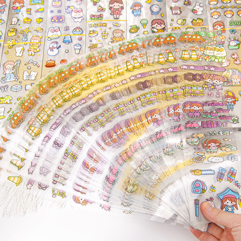 20 Lembar Stiker Strip Panjang Motif Kartun Campur Anti Air Untuk Dekorasi