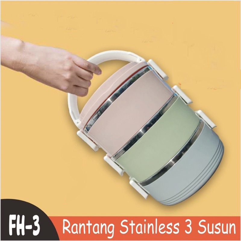 Rantang Stainless 3 Dan 4 Susun Tahan Panas Kedap Udara Tetap Awet Rantang Bekal Makanan