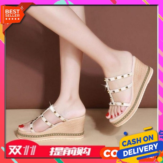 Sepatu Sandal Wanita Wedges Sendal Wanita  Tinggi Wedges Modern Ala Korea Wedges Mr 120 Weges Kokop 