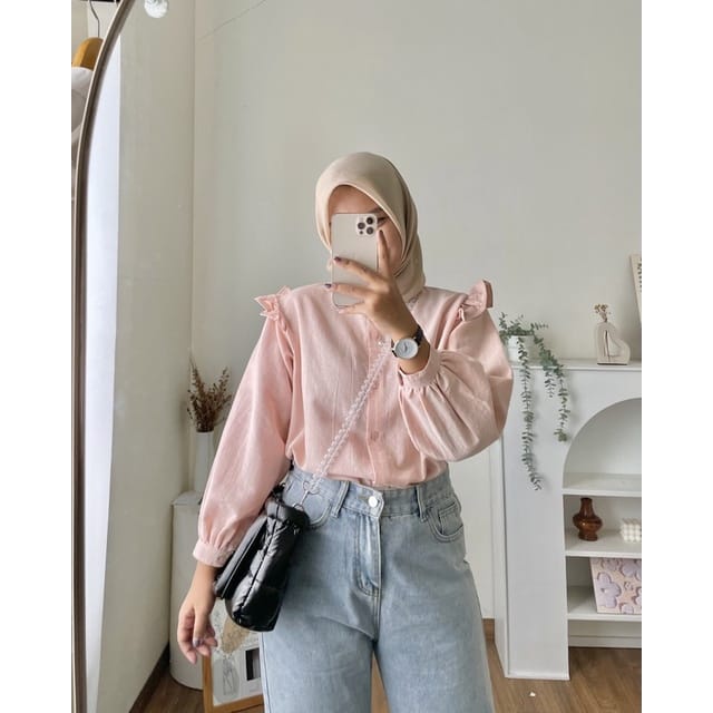 Blouse Crinkle Lyodra -Kemeja Blouse Basic -Kemeja Blouse Wanita- Atasan Wanita