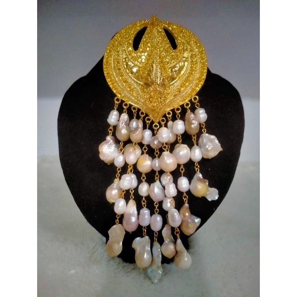 bros tanduk rusa emas kombi mutiara barok original tembaga handmade (original tembaga)