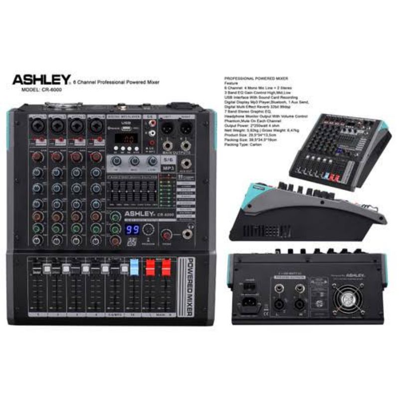 Power Mixer Ashley Cr6000 Power mixer Ashley 4 channel 500w 99dsp