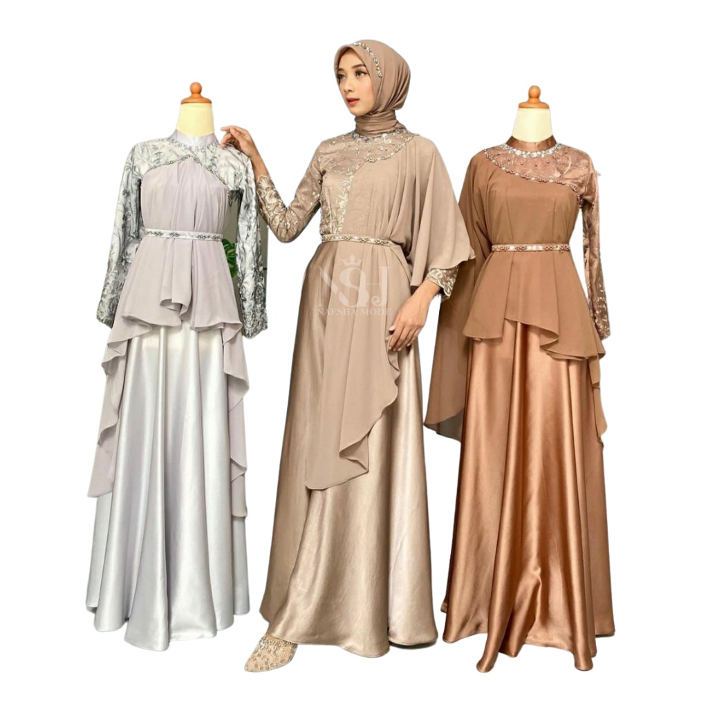 Baju Brokat Buat Kondangan Gamis Kasual Outfit Wanita Modern 2022 Gaun Nikah Gmais Muslim Wanita Dew