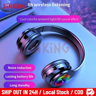 COD B39 Headset Bluetooth Wireless Headphone LED HiFi Stereo dengan Mikrofon Mendukung Panggilan HD Kartu SD AUX Earphone