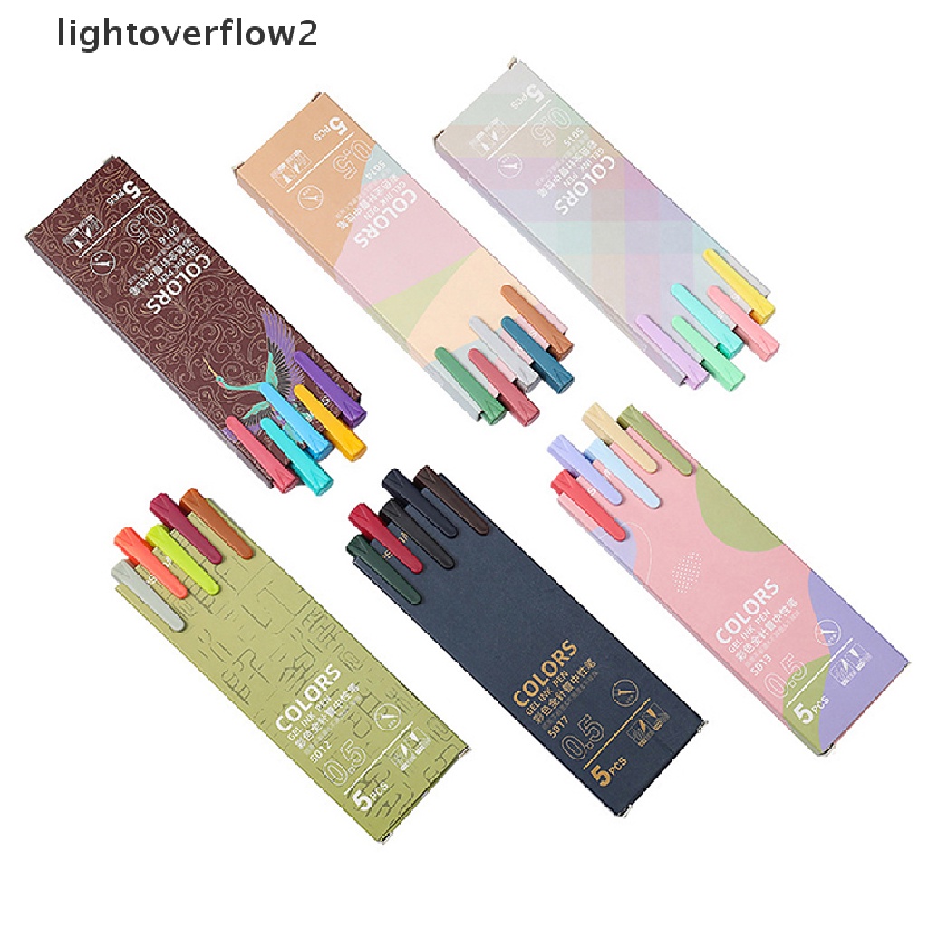 (lightoverflow2) Pulpen Tinta Halus 0.5mm 5 Warna Macarons Untuk Tanda Tangan / Hadiah