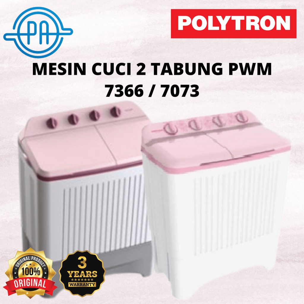 MESIN CUCI 2 TABUNG POLYTRON PWM 7366 / PWM 7073 7KG