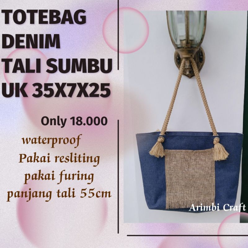 TOTEBAG DENIM TALI SUMBU TOTEBAG WATERPROOF TALI SUMBU TOTEBAG JOGJA
