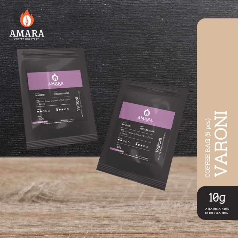 

Amara Coffee Bag - Varoni 10GR 5pcs - Arabica 90% Robusta 10%