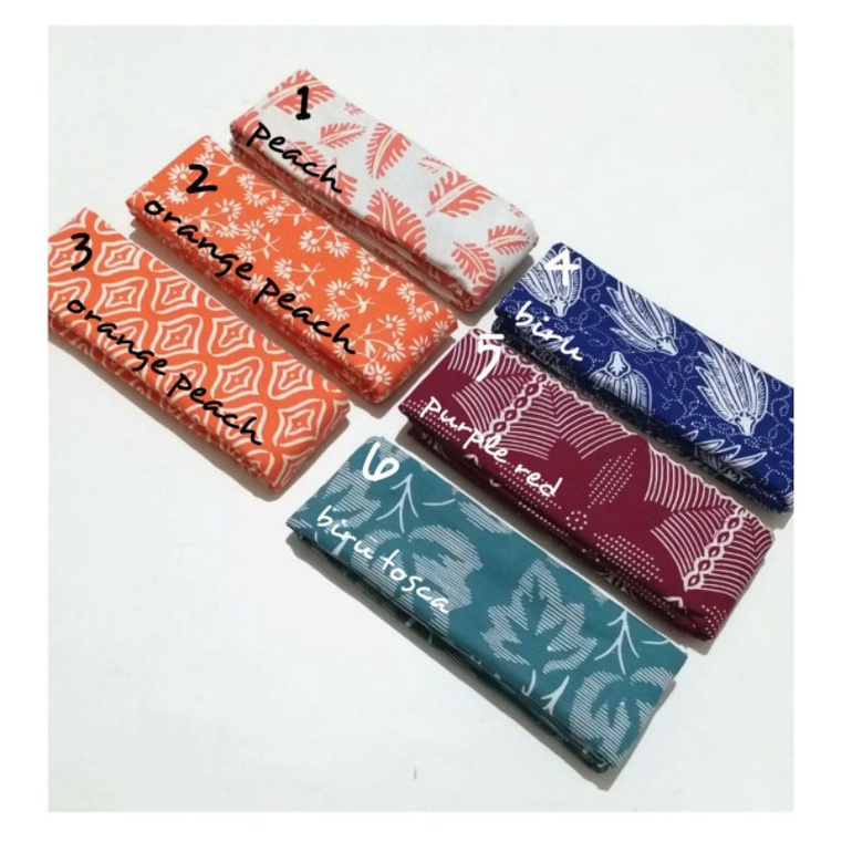 Kain Batik Cap serian warna biru merah marun tosca orange jingga peach