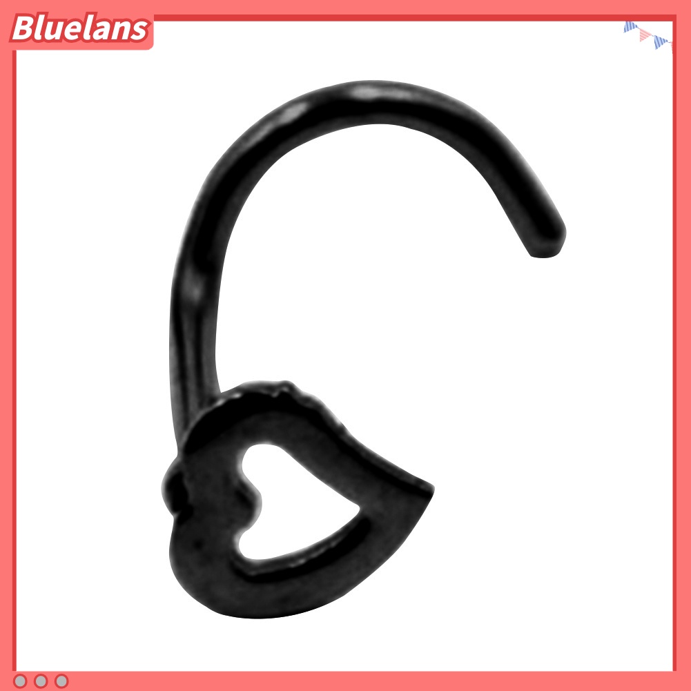 Bluelans 1 Pc Stainless Steel Heart Shape Piercing Nose Ring Fashion Unisex Punk Jewelry